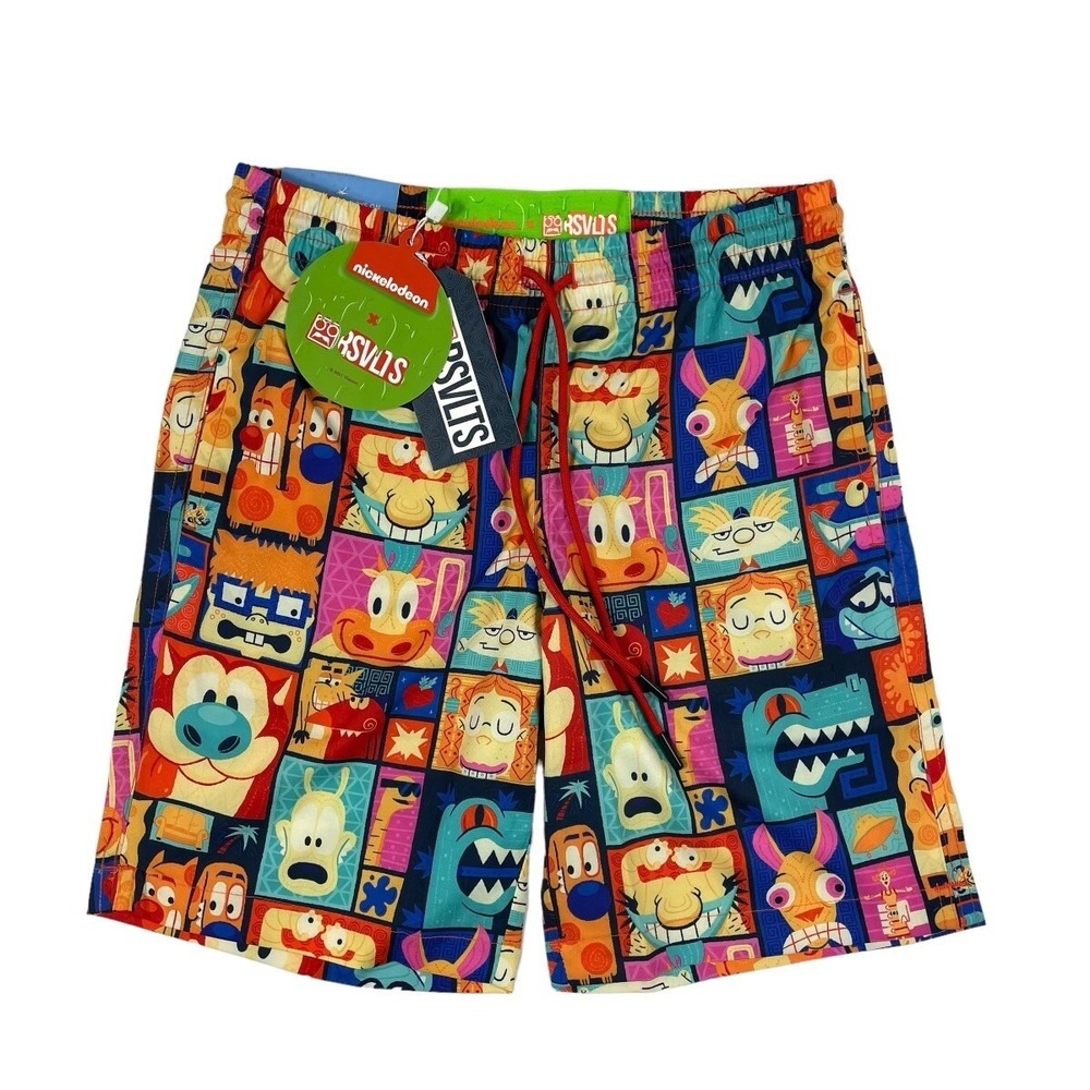 Nickelodeon X RSVLTS Tiki‎ Toons Youth Large Swim Short Size L NWT